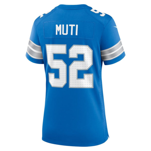 Netane Muti 52 Detroit Lions Women's Game Jersey - Blue