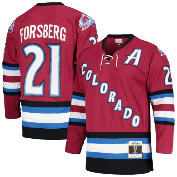 Peter Forsberg Colorado Avalanche Mitchell & Ness  2001/02 Alternate Captain Blue Line Player Jersey - Maroon
