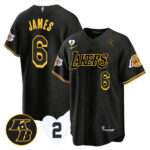 LeBron James 6 Los Angeles Lakers Kobe & Gigi Patch Baseball Men Jersey - Black Mamba