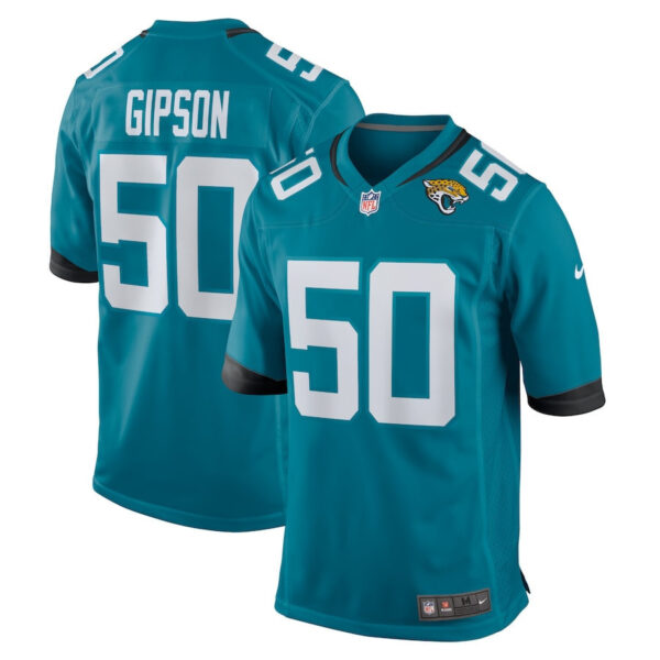 Trevis Gipson 50 Jacksonville Jaguars Alternate Game Men Jersey - Teal