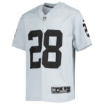 Josh Jacobs 28 Las Vegas Raiders YOUTH Inverted Team Game Jersey - Silver