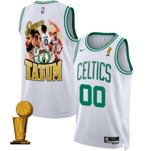 Jayson Tatum 0 Best Moments At Boston Celtics 2024 Association Edition Jersey - Final Champions Patch - White