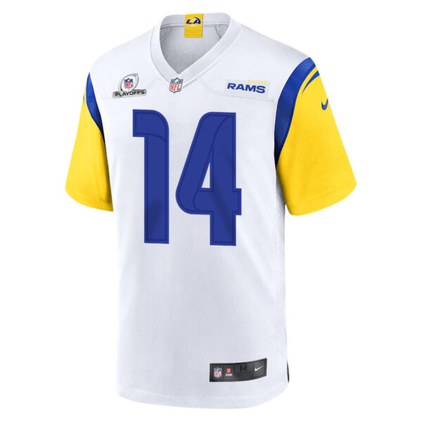 Cobie Durant 14 Los Angeles Rams 2023 Playoffs Patch Game Men Jersey - White