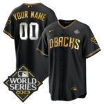 Arizona Diamondbacks 2023 World Series Patch Men Custom Jersey - Black Limited