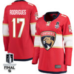 Evan Rodrigues 17 Florida Panthers 2024 STANLEY CUP Final Women's Home Breakaway Jersey - Red
