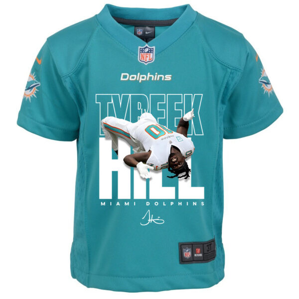 Tyreek Hill 10 Signed Miami Dolphins Cheetah Game YOUTH Jersey - Aqua V2