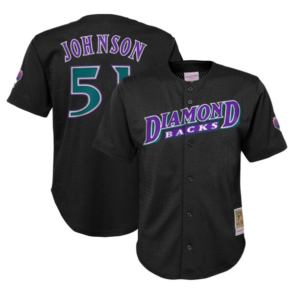 Randy Johnson Arizona Diamondbacks Mitchell & Ness Youth Cooperstown Collectionu00c2u00a0Mesh Batting Practice Jersey - Black