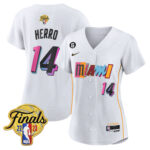 Tyler Herro 14 Miami Heat 2023 Finals Baseball Women Jersey - City White