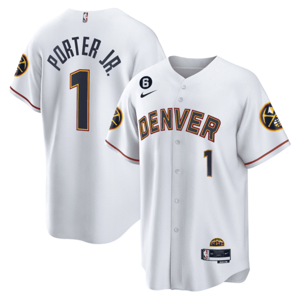 Michael Porter Jr. 1 Denver Nuggets Baseball Men Jersey - White