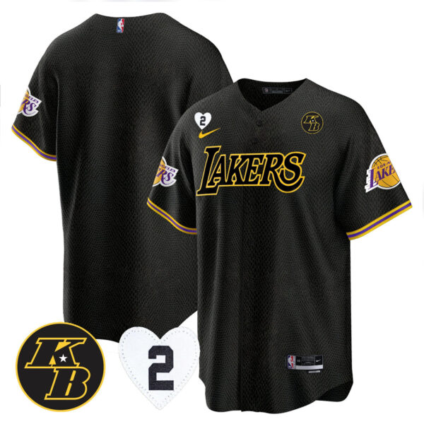 Los Angeles Lakers Kobe & Gigi Patch Baseball Men Jersey - Black Mamba