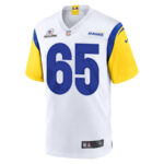 Coleman Shelton 65 Los Angeles Rams 2023 Playoffs Patch Game Men Jersey - White