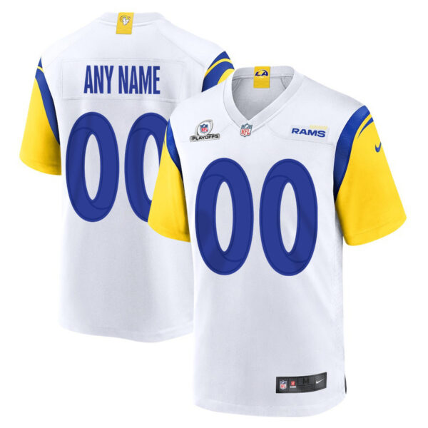 Los Angeles Rams 2023 Playoffs Patch Game Men Custom Jersey - White