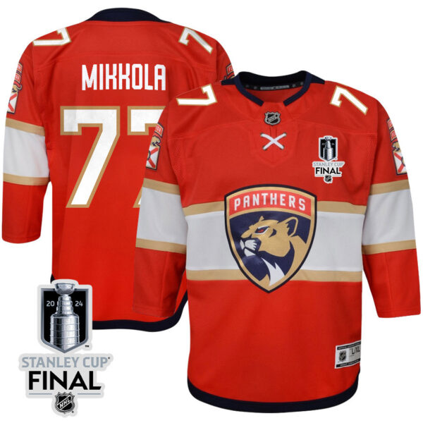 Niko Mikkola 77 Florida Panthers 2024 STANLEY CUP Final Youth Home Breakaway Jersey - Red
