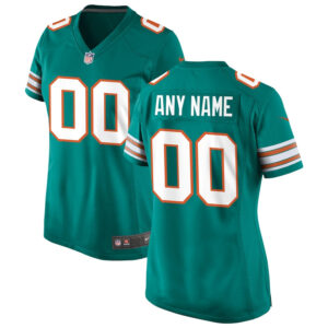 Miami Dolphins Women Alternate Custom Game Jersey - Aqua