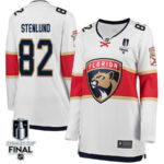 Kevin Stenlund 82 Florida Panthers 2024 STANLEY CUP Final Women's Away Breakaway Jersey - White