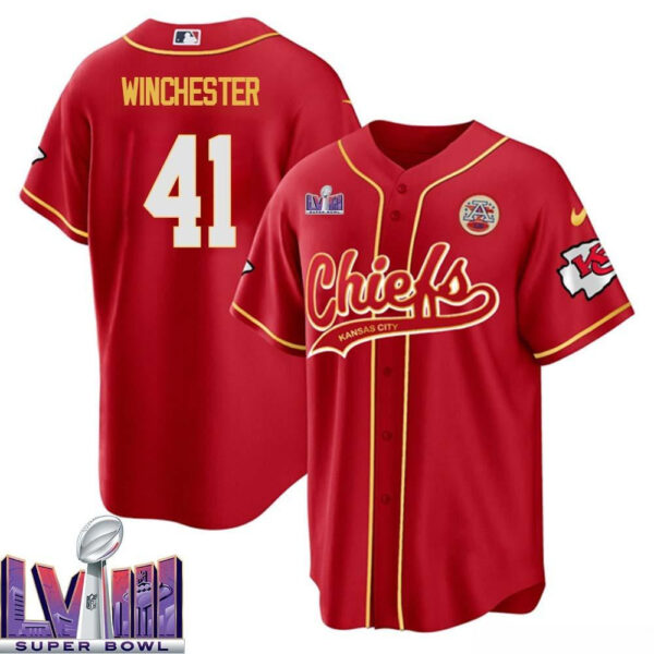 James Winchester 41 Kansas City Chiefs Super Bowl LVIII Baseball Men Jersey - Red