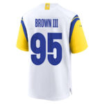 Bobby Brown III 95 Los Angeles Rams 2023 Playoffs Patch Game Men Jersey - White