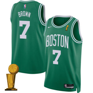 Jaylen Brown 7 Boston Celtics 2024 FINALS CHAMPIONS Jersey - Icon Edition - Kelly Green