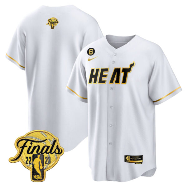 Miami Heat 2023 Finals Baseball Men Jersey - White Gold