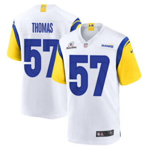 Zach Thomas 57 Los Angeles Rams 2023 Playoffs Patch Game Men Jersey - White