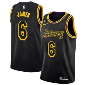 LeBron James 6 Los Angeles Lakers 2023 Jersey - Black Mamba