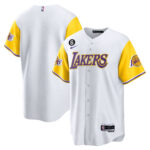 Los Angeles Lakers Color Sleeves Baseball Men Jersey - White