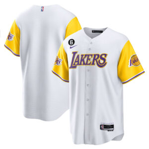 Los Angeles Lakers Color Sleeves Baseball Men Jersey - White