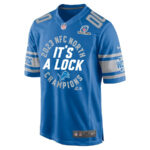 Detroit Lions 2023 NFC North Champions It's A Lock Game Men Custom Jersey - Blue