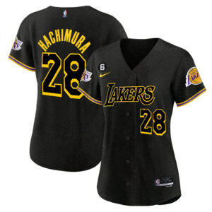 Rui Hachimura 28 Los Angeles Lakers Baseball Jersey - Black Mamba