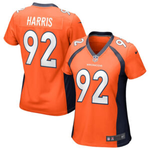 Jonathan Harris 92 Denver Broncos Women Game Jersey - Orange