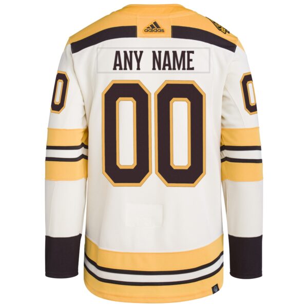 Boston Bruins adidas   100th Anniversary Primegreen Authentic Custom Jersey - Cream
