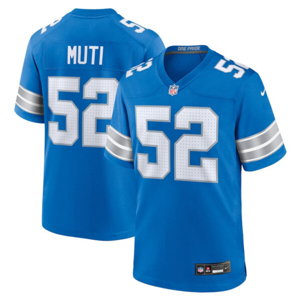 Netane Muti 52 Detroit Lions Game Men Jersey - Blue