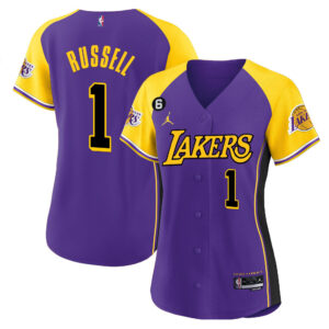 D'Angelo Russell 1 Los Angeles Lakers Alternate Baseball Jersey - Purple
