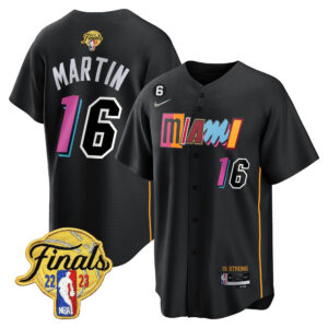 Caleb Martin 16 Miami Heat 2023 Finals Baseball Men Jersey - City Black