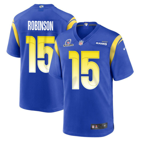 Demarcus Robinson 15 Los Angeles Rams 2023 Playoffs Patch Game Men Jersey - Royal