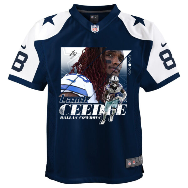 CeeDee Lamb 88 Dallas Cowboys Signed Glass Alternate Game YOUTH Jersey - Navy