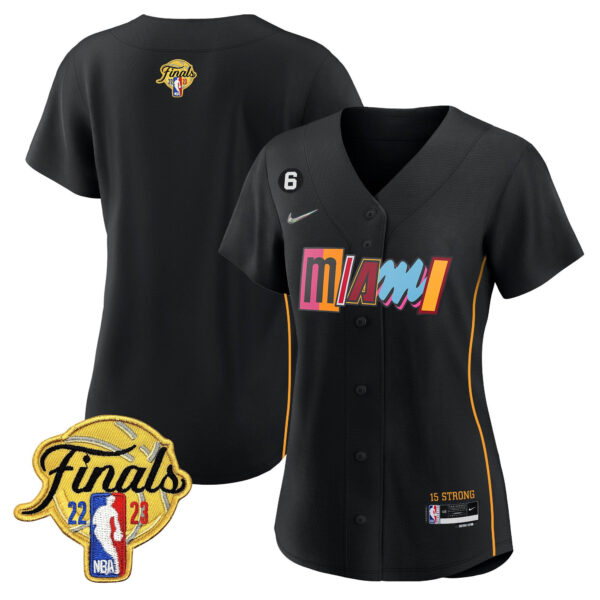 Miami Heat 2023 Finals Baseball Women Jersey - City Black