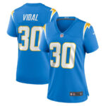 Kimani Vidal 30 Los Angeles Chargers Women's Game Jersey - Powder Blue