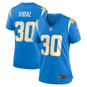 Kimani Vidal 30 Los Angeles Chargers Women's Game Jersey - Powder Blue