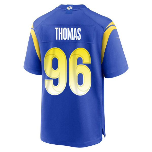 Keir Thomas 96 Los Angeles Rams 2023 Playoffs Patch Game Men Jersey - Royal