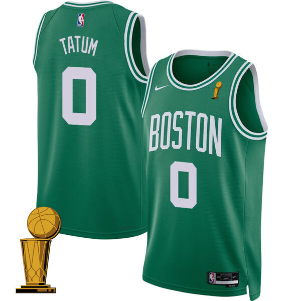 Jayson Tatum 0 Boston Celtics 2024 FINALS CHAMPIONS Jersey - Icon Edition - Kelly Green
