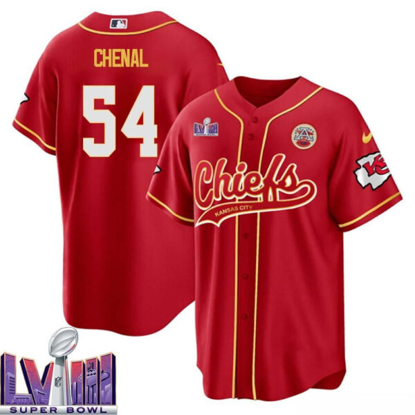 Leo Chenal 54 Kansas City Chiefs Super Bowl LVIII Baseball Men Jersey - Red