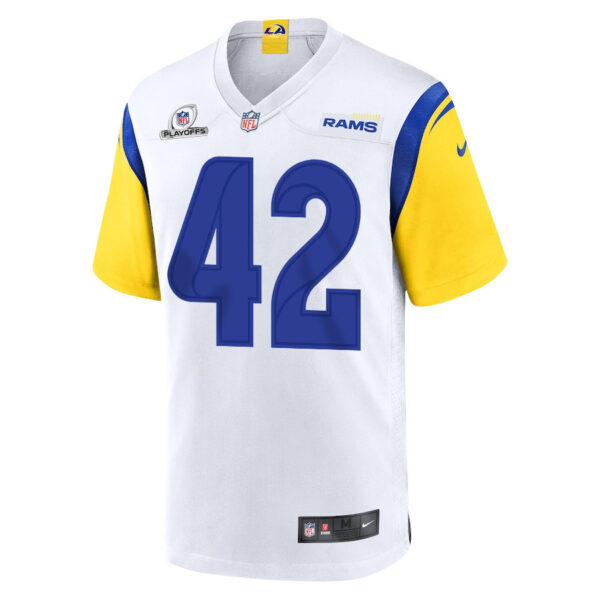 Ethan Evans 42 Los Angeles Rams 2023 Playoffs Patch Game Men Jersey - White
