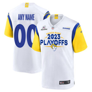 Los Angeles Rams Vamos Rams 2023 Playoffs Game Men Custom Jersey - White