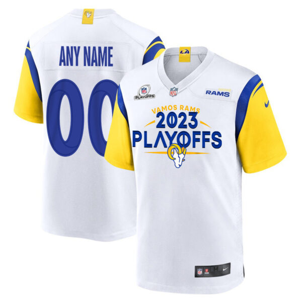 Los Angeles Rams Vamos Rams 2023 Playoffs Game Men Custom Jersey - White