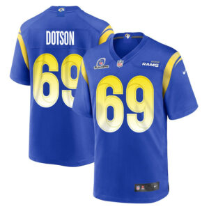 Kevin Dotson 69 Los Angeles Rams 2023 Playoffs Patch Game Men Jersey - Royal