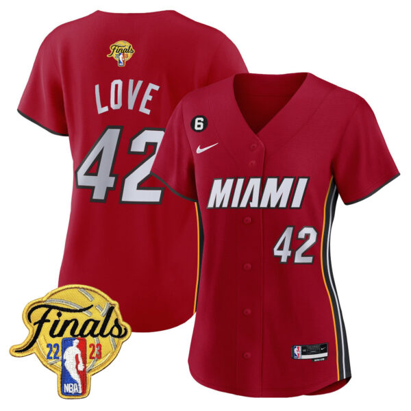 Kevin Love 42 Miami Heat 2023 Finals Baseball Women Jersey - Statement
