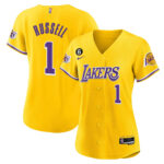 D'Angelo Russell 1 Los Angeles Lakers Baseball Jersey - Gold