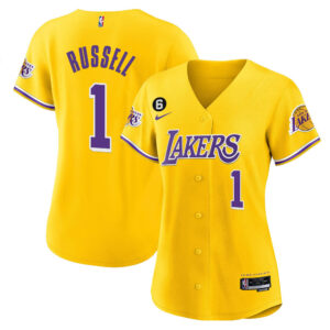 D'Angelo Russell 1 Los Angeles Lakers Baseball Jersey - Gold