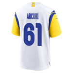 AJ Arcuri 61 Los Angeles Rams 2023 Playoffs Patch Game Men Jersey - White